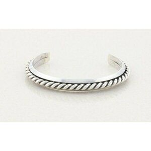 Sterling Silver Cuff Bracelet Rope Design 6 1/2 inch